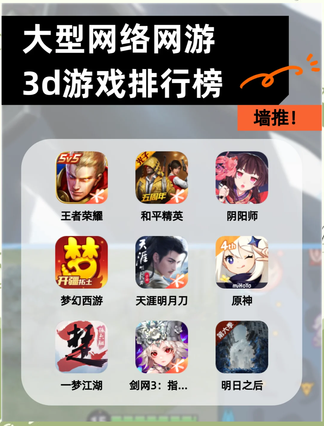 热门网游排行榜:热门网游排行榜前十名